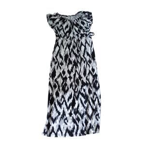 Cato Girls Size M Medium 8/10 Gray Black White Pattern Long Dress‎ EUC